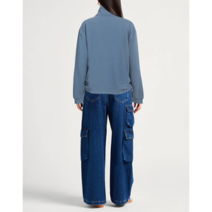 เสื้อฮู้ดคอปกตั้งผ้าฝ้าย100% สำหรับผู้หญิงมีซิปปิดตัดเย็บด้วยพลอยเทียมเทคนิคการพิมพ์ลายซักแบบหลวม - Product Image 4