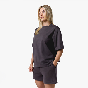 T-shirt à manches courtes col rond pour femme, couleur marron, coupe classique, style décontracté, tissu jersey 100% coton, à porter toute l'année - Product Image 4