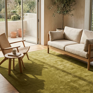 Tapis en laine vert olive naturel fait main, antidérapant, à motifs géométriques, pour salon, chambre, salle à manger, décoration moderne de la maison - Product Image 4