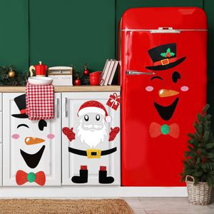 2 paquets d'autocollants de porte de Noël Père Noël Bonhomme de neige Cartoon Feutre Stickers muraux pour Xmas New Year Party Home Decorations - Product Image 5