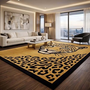 Luxury Leopard Print Area Rug Modern Hand Tufted Safari Wildlife Wool Carpet Exotic <b>Animal</b> <b>Pattern</b> Living Room Bedroom Decor Rug - Product Image 6