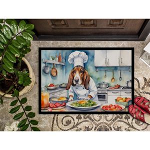 Basset Hound le Chef Paillasson Paillasson Antidérapant Lavable Low Pile 24H X 36W Intérieur Extérieur Tapis d'entrée Tapis de porte d'entrée - Product Image 3