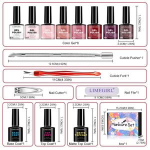 Limegirl All-Season Semi-Permanent Gel Nail Polish Set Includes Base & Matte Top Coat <b>Makeup</b> <b>Tools</b> & Nail Care Too - Product Image 3