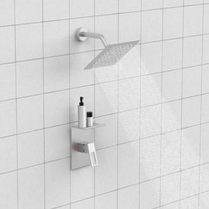 "Rectangle Shower Head 8 Inch Shower Faucet Storage Rack Decorative Kit Single <b>Spray</b> Shower Faucet <b>Set</b> C" - Product Image 3