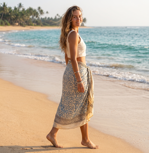Indian Floral Block Print <b>Sarong</b> Cotton Beach Pareo Wrap Scarves Summer Bohemian Cover Artisan 100% Soft Cotton - Product Image 2