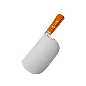 Cuchillo de Carnicero PK-BS de Alta Resistencia, Hoja Curva Plateada, Mango de Madera Naranja, Empuñadura Dorada, para Cortar Carne - Product Image 1