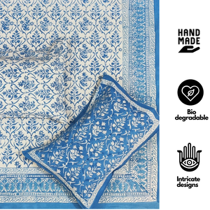 <b>King</b> <b>Size</b> 100% Cotton Bedsheet Set Jaipur Hand Block Printed Ultra Soft Durable Machine Washable Artisan Made Eco Hospital Home - Product Image 2