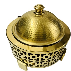 Casserole de vaisselle en métal couleur or de conception découpée au laser en acier avec couvercle pour les frottements Compatible avec induction Hot Pot filaire de haute qualité - Product Image 1