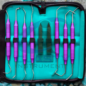 Ensemble d'instruments chirurgicaux dentaires manuels, poignée moletée noire, outils en acier inoxydable de classe I pour la chirurgie buccale, couleur personnalisée - Product Image 2