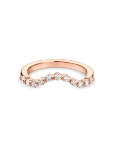 Anillo de boda curvo con diamantes redondos cultivados en laboratorio de 0.8 quilates en oro amarillo, blanco, rosa y platino de 18 quilates - Product Image 3