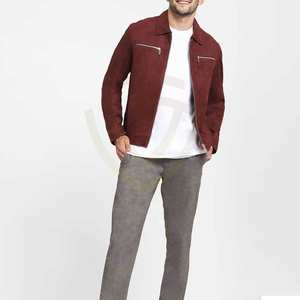 Chaqueta Bomber de Cuero de Gamuza para Hombre/Chaqueta de Cuero de Gamuza Genuina al por Mayor Personalizada OEM para Invierno - Product Image 5