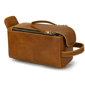 Kit de Voyage pour Hommes de Haute Qualité Style Vintage, Sac de Toilette en Cuir Personnalisé avec Fermeture à Glissière, Logo Personnalisé. - Product Image 1