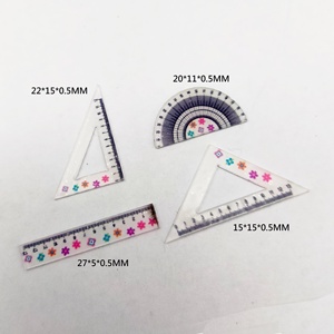Ensemble de papeterie miniature en plastique à l'échelle 1:12 avec règle ensemble rapporteur carré-jouet de meubles pour la décoration de maison de poupée - Product Image 6