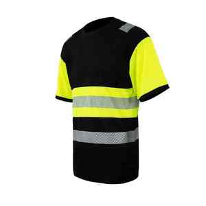 Camiseta de Manga Corta Negra de Alta Visibilidad con Franjas Reflectantes de Alta Calidad, 100% Poliéster, para Seguridad Vial - Product Image 3
