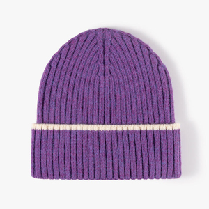 Custom Color Solid Stripe Design Knitted <b>Beanie</b> 100% Acrylic Cuffed Winter <b>Hat</b> Wholesale Unisex 56-58cm High Quality <b>Beanie</b> - Product Image 4