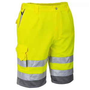 Shorts de travail pour hommes en coton 100% haute visibilité, avec bandes réfléchissantes, séchage rapide, pour la construction et les travaux en extérieur. - Product Image 1