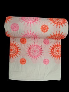 Factory Direct Premium Cotton Eyelet Embroidered Fabric – Vibrant Pink & Orange Floral Mandala Design on White Base for Dresses - Product Image 2