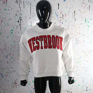 Sudadera WESTBROOK BLANCA con Cuello Alto, 100% Roja, Apliques Bordados, Cuello Ancho, Hilos Finos - Product Image 1