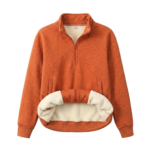 เสื้อสเวตเชิ้ตผู้ชายแบบคอซิป ¼  ปักโลโก้ตามสั่ง ลายแกะ  ผ้าถักสำหรับฤดูหนาว โพลีเอสเตอร์/คอตตอน - Product Image 1