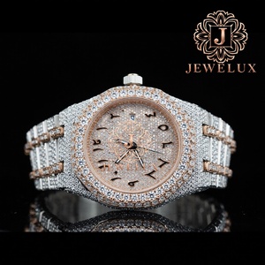 Montre Hip Hop en acier inoxydable avec diamants Moissanite, fabrication haut de gamme pour hommes, montre-bracelet de luxe disponible à la vente - Product Image 1