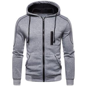 Sweat à capuche zippé pour homme, streetwear décontracté d'hiver, 100% coton, couleur unie, respirant, logo et design personnalisés, vente en gros - Product Image 1