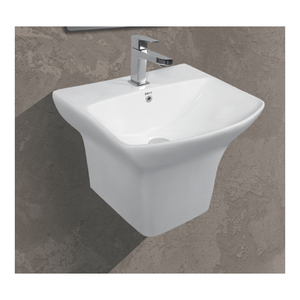 Venta al por Mayor de Lavabos de Pared de Cerámica Blanca Sostenible de Primera Calidad con Pedestal Medio a Precio Competitivo - Product Image 1