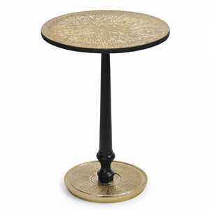 Mesa Auxiliar Redonda Moderna de Aluminio con Base Negra y Diseño de Mosaico Hecha a Mano para Sala de Estar, Uso en Interiores - Product Image 1