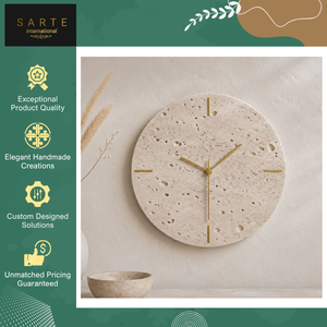 Meilleure horloge murale en marbre de luxe faite à la main, de style antique et moderne, ronde, épaisseur 25 mm, avec aiguilles, pour salon et décoration intérieure - Product Image 4