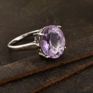 Anillo de Compromiso y Aniversario de Plata de Ley 925 con Amatista, Joyería Fina de Lujo para Mujer - Product Image 3