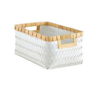 Panier en bambou blanc écologique, boîte de rangement rectangulaire, accessoires pour la maison, organiseurs, ensembles de salle de bain tissés, décoratifs, articles ménagers - Product Image 1