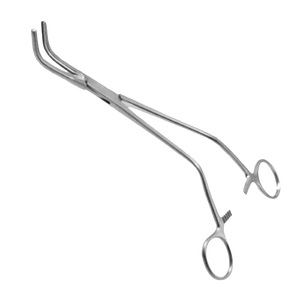 Pinzas Parametrium Manuales de Acero Inoxidable para Histerectomía, Mandíbulas Atroamáticas, Dos Arcos Dorados, Curva Fuerte, 203 mm de Largo, Fabricante - Product Image 1