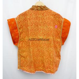 Hermoso Kimono de Algodón Vintage Hecho a Mano con Parches Kantha, Ecológico y Natural para Invierno, con Bolsillos y Cinturón para Mujer - Product Image 4