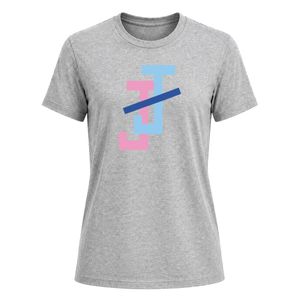 เสื้อยืดคอกลมแขนสั้นสีเทาอ่อนสำหรับผู้หญิง ทรงพอดีตัว พิมพ์โลโก้ได้ตามต้องการ สไตล์ลำลอง แฟชั่นสตรีทแวร์ - Product Image 1