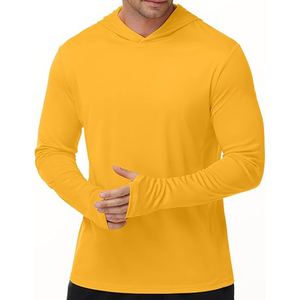 เสื้อตกปลาผู้ชายสีแดงแขนยาวมีฮู้ด UPF 50 แห้งเร็ว สีพื้น แบบสวมหัว - Product Image 2