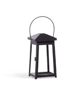 Farol cuadrado de metal negro con paneles de vidrio, diseño de hojas recortadas en forma de ramas, asa en forma de bucle, estilo piramidal, cilíndrico, para velas, rústico y elegante - Product Image 6