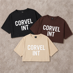Camiseta Corta Holgada de Algodón Grueso para Mujer, Estilo Urbano, Manga Corta, para Verano, con Logotipo Personalizado OEM y Serigrafía - Product Image 3