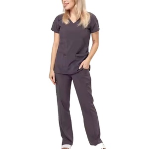 Cómodos uniformes médicos de enfermera para mujer, uniformes médicos de tela tejida transpirable para hospitales, uniforme de enfermería unisex con cuello en V - Product Image 1