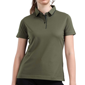 Jersey de Punto Premium para Mujer, Color Sólido, Manga Corta, Corte Ajustado, Algodón Spiumo, Top Informal de Punto, Logotipo Frontal, OEM, ODM, Personalizado - Product Image 1