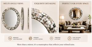 Round Wall <b>Mirror</b> <b>Shell</b> Design Decorative <b>Mirror</b> for Bathroom Bedroom Living Room Modern Stylish Wall Mounted 19 Inches 48 Cm - Product Image 6