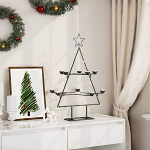 Sapin de Noël pliable en métal de 30 pouces, décorations de Noël en acier noir thermolaqué - Product Image 3