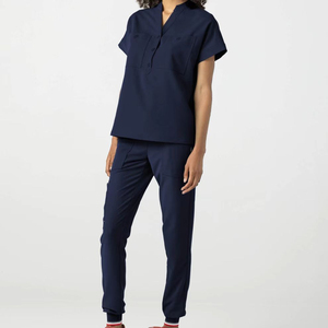 Conjunto de Uniforme Médico Azul Marino para Mujer, Pantalones y Blusa de Algodón y Poliéster, Venta al Por Mayor - Product Image 2