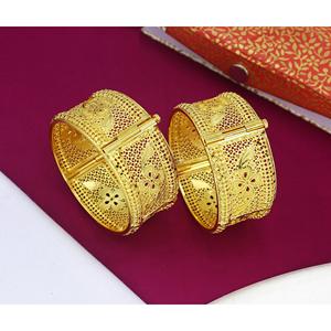 Designer Gold Plated 4 ชิ้นอินเทรนด์ทองเหลืองโบราณกําไลข้อมือชุดดูไบเครื่องประดับสําหรับผู้หญิงด้วยราคาที่ดีที่สุดสายรัดข้อมือ - Product Image 2