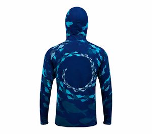 Sudadera con Capucha de Pesca de Manga Larga para Hombre Sprint, UPF 50, Anti-UV, con Estampado de Tiburón, Camiseta Deportiva Azul - Product Image 3