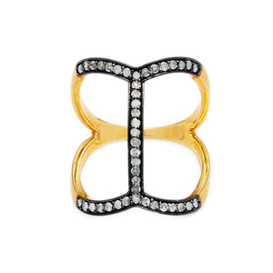 Bague statement REYES de luxe en argent sterling 925 avec diamant naturel, initiale B, pour femme, bijoux fins personnalisés de style victorien - Product Image 1
