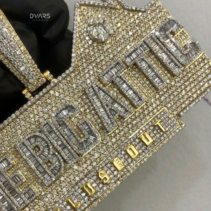 Colgante de Lujo Personalizable con Iniciales VVS, Moissanita, Estilo HipHop, Plata de Ley 925, Chapado en Oro - Product Image 3