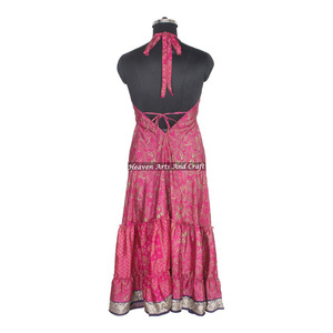 Nuevo Vestido de Seda Sari Indio para Mujer, Compra en Línea Directamente del Fabricante, Vestido de Noche Elegante sin Mangas para Damas - Product Image 4