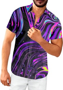 เสื้อเชิ้ตชายหาดแขนสั้นลายทรอปิคอลลำลองติดกระดุมสำหรับฤดูร้อนวันหยุดสีสันสดใสน้ำหนักเบาสำหรับผู้ชาย - Product Image 3