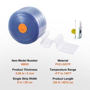 Strisce per Tende in PVC Trasparente Scanalato da 150FT, Larghezza 8 Pollici e Spessore 0,08 Pollici, Rotolo all'Ingrosso per Uso Industriale - Product Image 3