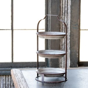 Vintage Three Tier Metal Storage <b>Rack</b> Standing Dish Organizer with Handle for Kitchen Tableware Decorative Black <b>Plate</b> <b>Rack</b> - Product Image 1