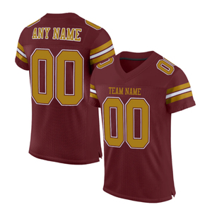 Custom American Football Jersey Unisex V-Neck Short Sleeve Sublimated Breathable Mesh Polyester Color Blocking Moisture Wicking - Product Image 3